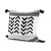 Homezia White And Gray Fringed Pillow Cover