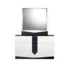 Homezia White And Grey Mirror With Rectangular Wood Trim