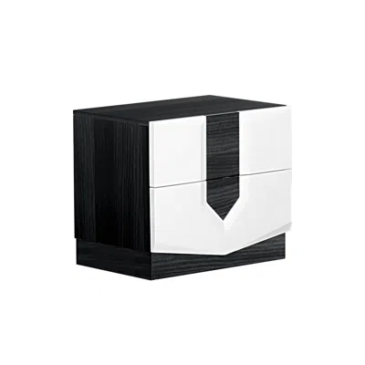 Homezia White And Grey Nightstand With 2 Drawer