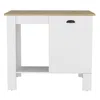Homezia White And Natural 35" Kitchen Island With Storage