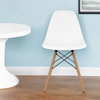 Homezia White And Natural Heavy Duty Plastic And Wood Dining Side Chair