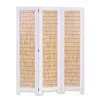 Homezia White And Natural Three Panel Room Divider Screen