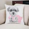 Homezia White And Pink Super Pup Throw Pillow