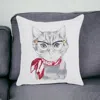 Homezia White And Red Cool Kitty Throw Pillow