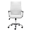 Homezia White And Silver Adjustable Swivel Faux Leather Rolling Conference Office Chair