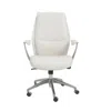 Homezia White And Silver Adjustable Swivel Faux Leather Rolling Executive Office Chair