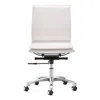 Homezia White And Silver Adjustable Swivel Faux Leather Rolling Executive Office Chair
