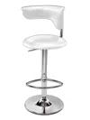 Homezia White And Silver Faux Leather And Metal Low Back Adjustable Height Bar Chair