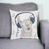 Homezia White And Teal Groovy Llama Throw Pillow