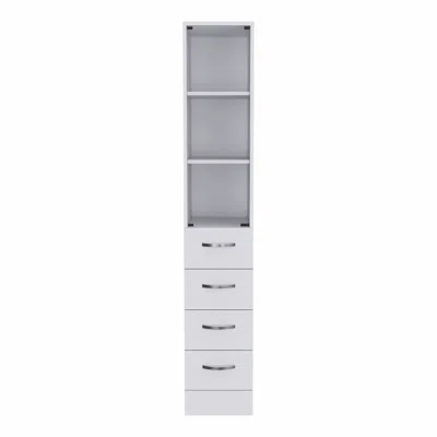 Homezia White Bathroom Storage Cabinet With Glass Door And Sliding Drawers In Gray