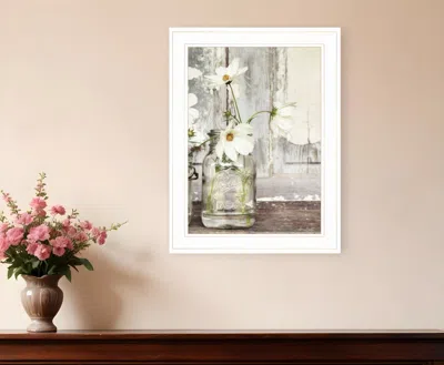 Homezia White Blossoms 1 White Framed Print Wall Art