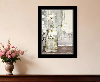 Homezia White Blossoms 2 Black Framed Print Wall Art In Multi