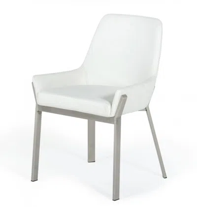 Homezia White Brushed Stainless Steel Dining Chair
