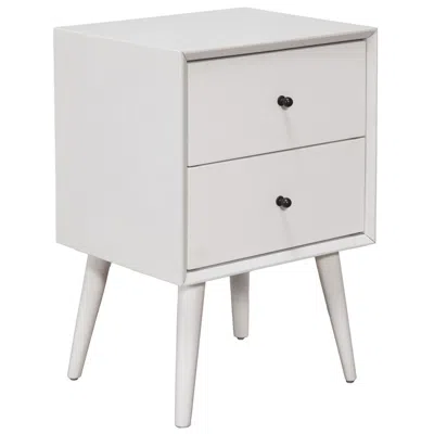 Homezia White Century Modern Wood 2 Drawer Nightstand