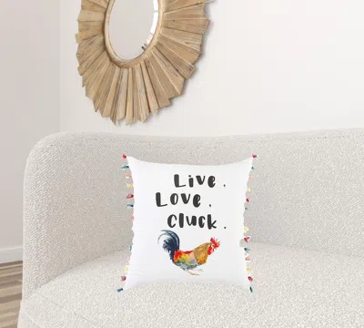 Homezia White Chicken Love Modern Throw Pillow