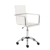 Homezia White And Silver Adjustable Swivel Faux Leather Rolling Executive Office Chair