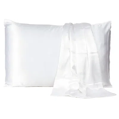 Homezia White Dreamy Set Of 2 Silky Satin Queen Pillowcases