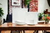 Homezia White Five Piece Square Bone China Dinnerware Set In Multi