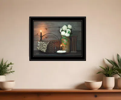 Homezia White Flowers 2 Black Framed Print Wall Art