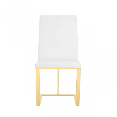 Homezia White Gold Contemporary Dining Chair