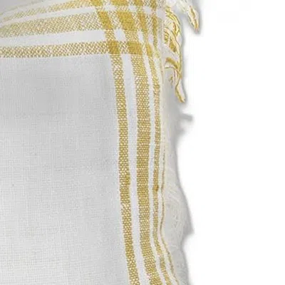 Homezia White Gold Open Plaid Textured Throw Pillow