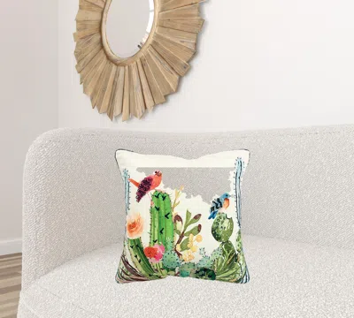 Homezia White Green Botanical Garden Throw Pillow