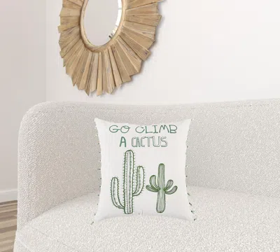 Homezia White Green Climb A Cactus Throw Pillow