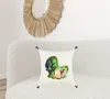Homezia White Green Embroidered Artichoke Throw Pillow