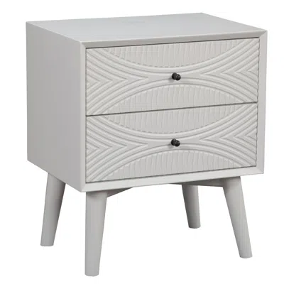 Homezia White Groovy 1 Drawer Wood Nightstand