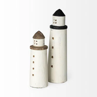 Homezia White Jumbo Rustic Wooden Lighthouse