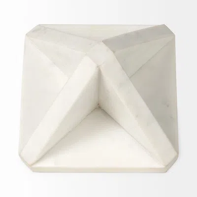 Homezia White Marble Geometric Square Sculpture In Black