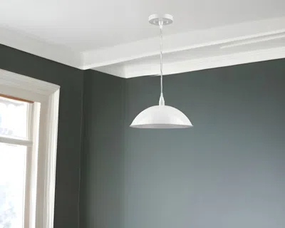 Homezia White Metal Hanging Light With Dome Shade In Blue