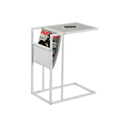 Homezia White Modern Metal And Glass Tv Table