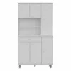Homezia White Pantry Cabinet With Multiple Storage Shelves