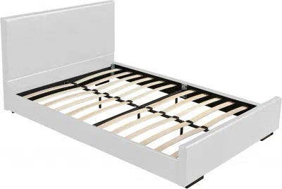 Homezia White Platform Queen Bed