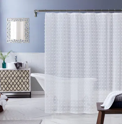 Homezia White Puff Sheer Shower Curtain