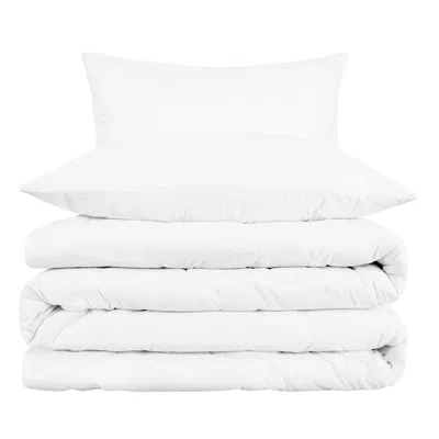Homezia White Queen Cotton Blend 1000 Thread Count Washable Duvet Cover Set