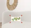 Homezia White Red Spring Greenery Lumbar Pillow
