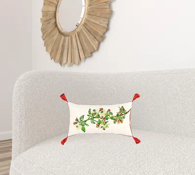 Homezia White Red Spring Greenery Lumbar Pillow