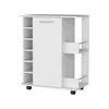 Homezia White Rolling Bar Cart With Wine Storage