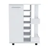 Homezia White Rolling Bar Cart With Wine Storage