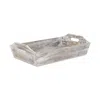 Homezia White Rustic Finish Wood Serving Tray With Handles In Multi