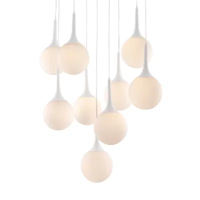 Homezia White Shaded Nine Light Metal Dimmable Ceiling Light In Multi