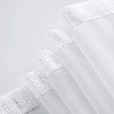 Homezia White Sheer And Grid Shower Curtain And Liner Set