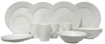 Homezia White Sixteen Piece Round Bone China Service For Four Dinnerware Set In Multi