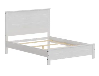 Homezia White Solid Wood Queen Bed Frame