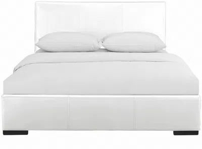 Homezia White Upholstered Queen Platform Bed In Gray