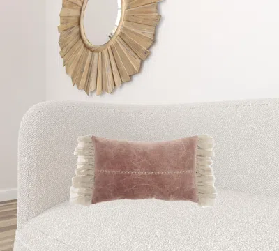 Homezia Wide Tasseled Marble Pink Lumbar Pillow
