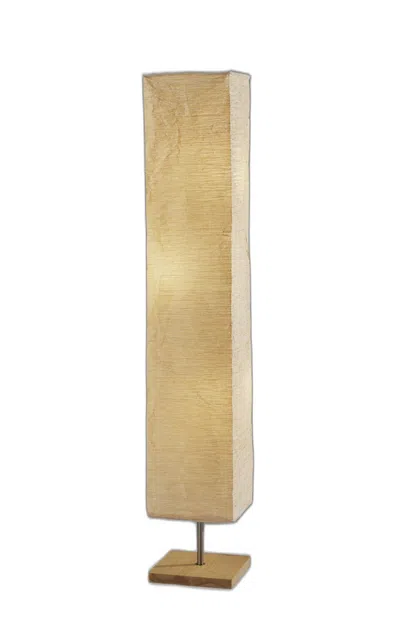 Homezia Wildside Paper Shade Floor Lamp With Natural Wood Base In Neutral