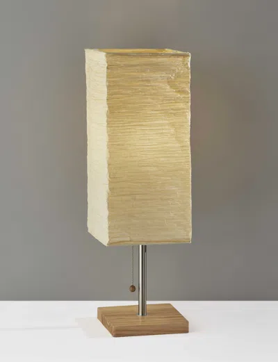Homezia Wildside Paper Shade With Natural Wood Table Lamp In Brown